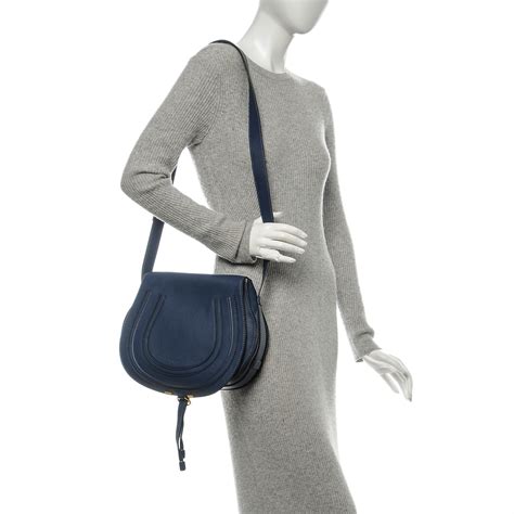 CHLOE Calfskin Medium Marcie Round Crossbody Bag Navy Ink 